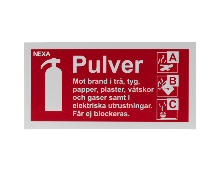 Brandskylt Brandsläckare Pulver 10 X 20 Cm Nexa