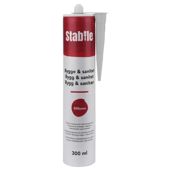 Bygg- & sanitetssilikon vit 290 ml stabile