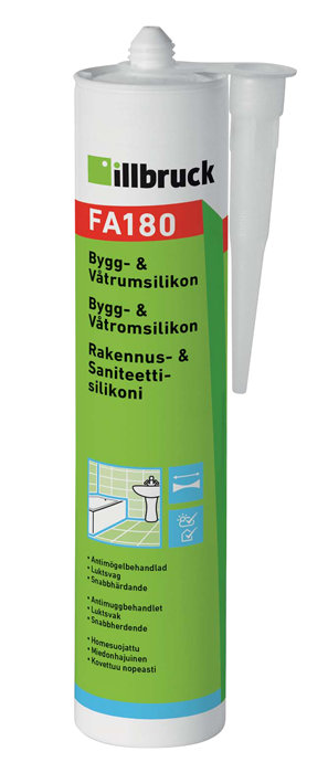Bygg- & Våtrumssilikon FA180 Grå 300 ml illbruck