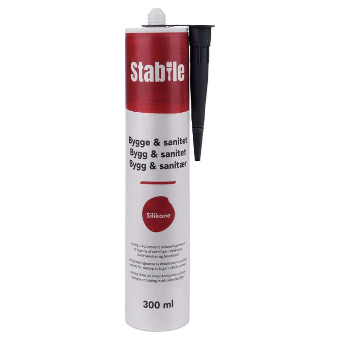Bygg- & Sanitetssilikon Svart 300 ml Stabile