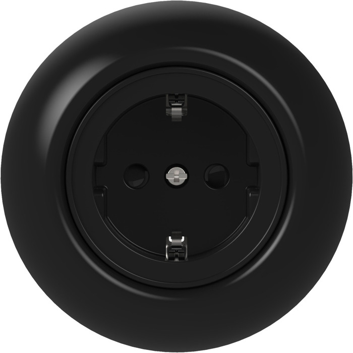 Vägguttag 1-vägs Jordat Svart Renova Schneider Electric