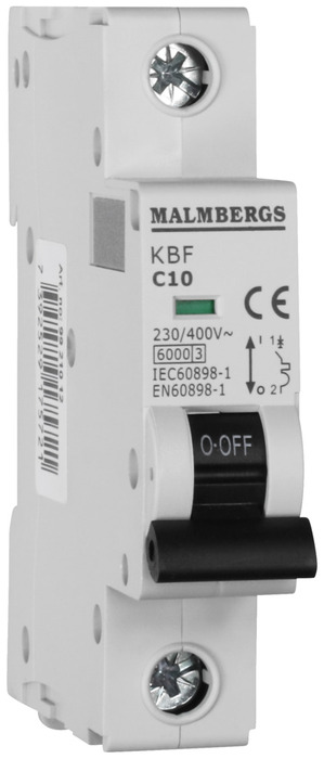 Dvärgbrytare C-typ 1-pol 10A 6kA Malmbergs