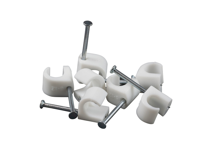 Kabelklammer 8-12 Mm Rund Vit 100-pack
