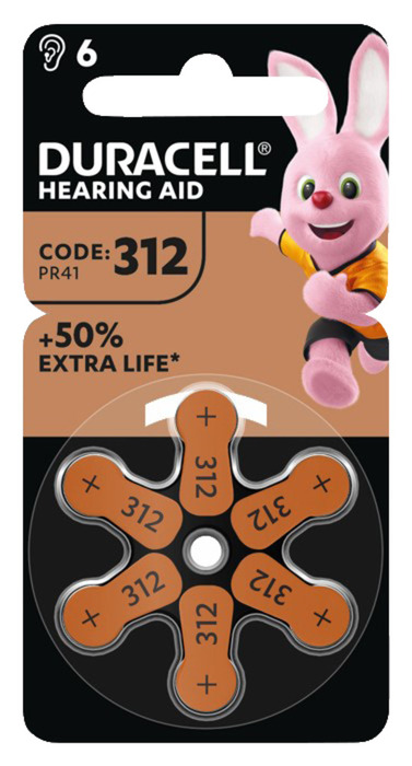Hörapparatsbatteri DA312 6-pack Duracell