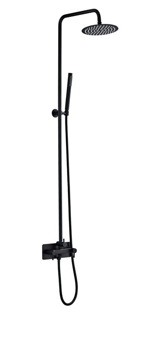 Utedusch Varm-/Kallvatten Svart Ø200 Mm REN